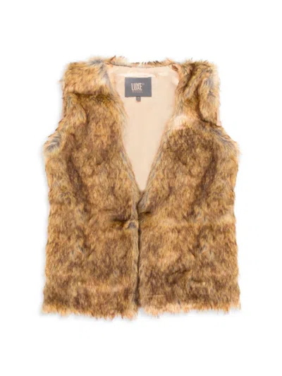 Luxe Faux Fur Kids' Women's Faux Fur Vest In Brown