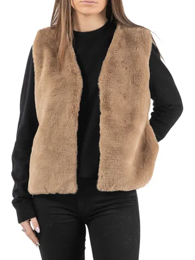 Luxe Faux Fur Kids' Women's Faux Fur Vest In Tan