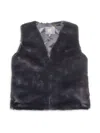 Luxe Faux Fur Women's Faux Fur Zip Up Vest In Black