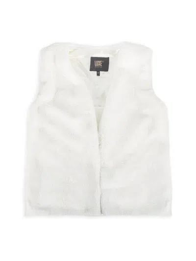 Luxe Faux Fur Kids' Women's Faux Rabbit Fur Vest In Off White