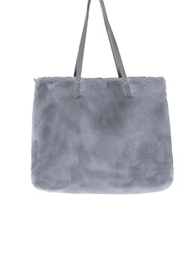 Luxe Faux Fur Women's  Tote In Grey