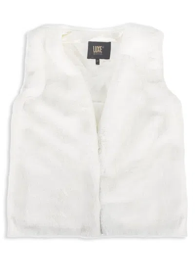 Luxe Faux Fur Kids' Women's Solid Faux Fur Vest In Neutral