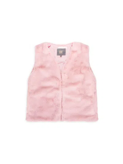 Luxe Faux Fur Kids' Women's Solid Faux Rabbit Fur Vest In Pink