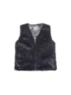 Luxe Faux Fur Women's V Neck Faux Fur Vest In Black
