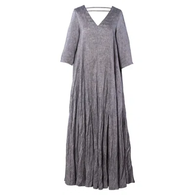 Luxe Hapsal Women's Anna Maxi Dress In Grey Linen