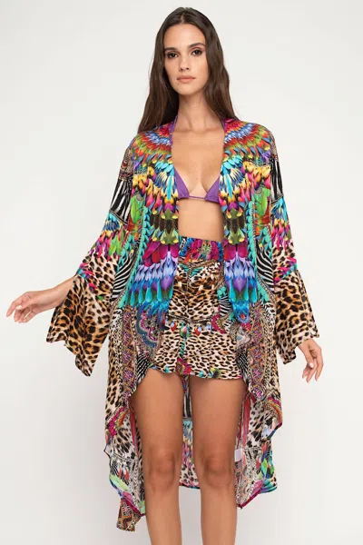 Luxe Isle Feather Leopard Shorts In Multi