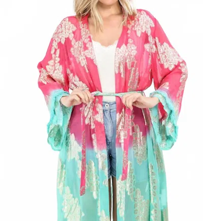 Luxe Isle Glimmer Kimono In Fuchsia In Pink