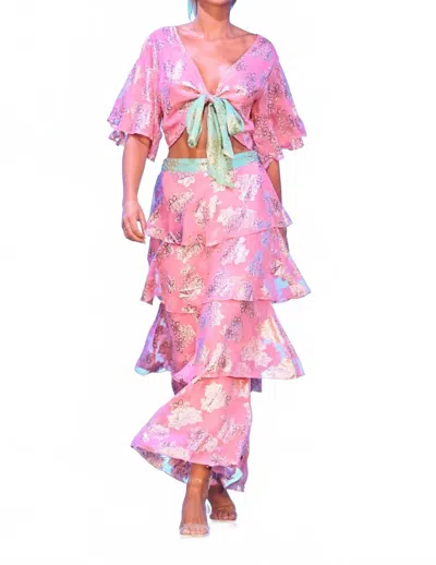 Luxe Isle Princess Grace Ruffled Skirt And Top Set In Pink