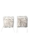 Luxe Laredo Set Of 2 Faux Fur Seat Cushions In Gradient Grey