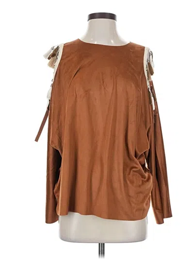 Pre-owned Luxe Long Sleeve Blouse In Brown