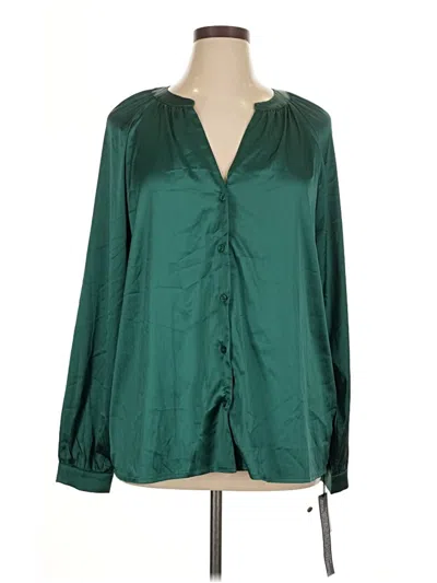 Pre-owned Luxe Long Sleeve Blouse In Green