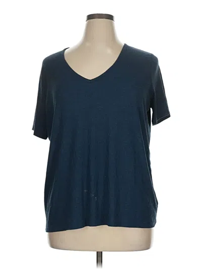 Pre-owned Luxe Short Sleeve Top Blue V Neck Tops