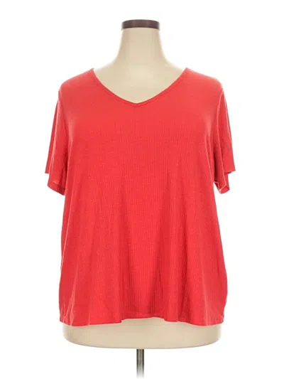 Pre-owned Luxe Short Sleeve Top Red V-neck Tops