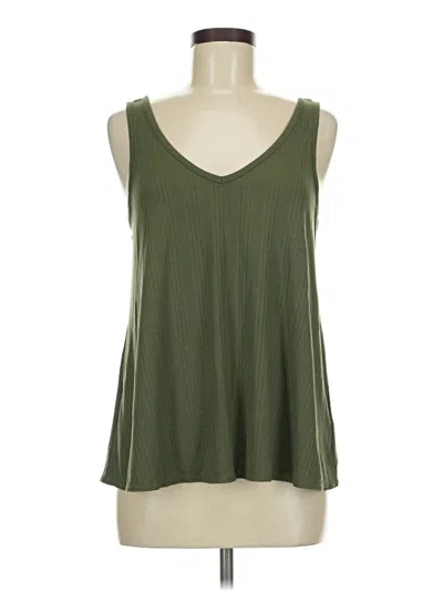 Pre-owned Luxe Tank Top Green Plunge Neckline Tops