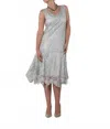Luxelace By Soulmates Midi Dress In Silver In Gray