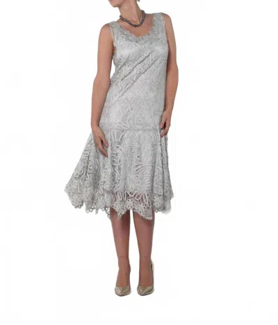 Luxelace By Soulmates Midi Dress In Silver In Gray