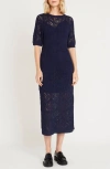 LUXELY ASH POINTELLE STITCH SWEATER DRESS