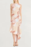 Luxely Asymmetric Satin Midi Dress