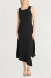Luxely Asymmetric Sleeveless Midi Dress