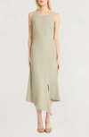 Luxely Asymmetric Sleeveless Midi Dress In Overland Trek