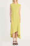 Luxely Beach Crepe Asymmetric Midi Dress