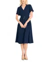 Luxely Belted Dress In Evening Blue