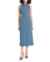 Luxely Belted Midi Dress In Blue