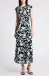 LUXELY LUXELY BLURRED FLORAL MAXI DRESS