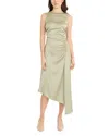 Luxely Boat Neck Asymmetric Midi Dress In Tea