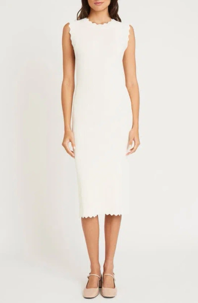 Luxely Dove Rib Knit Sheath Dress In Antique White