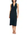 Luxely Sleeveless Twist Front Midi Dress In Black