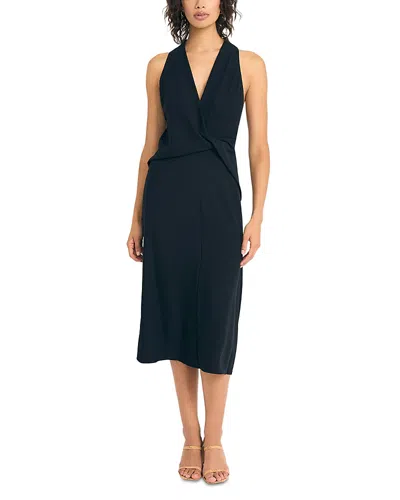 Luxely Drape Front Dress In Black