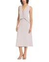 Luxely Drape Front Dress In Dove Grey