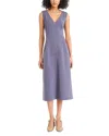 Luxely Seamed Drop Waist Midi Dress In Blue