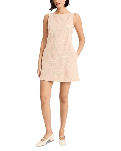 Luxely Embroidered Mini Dress In Neutral