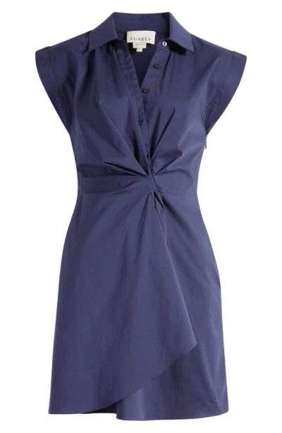 Luxely Haven Faux Wrap Dress In Evening Blue