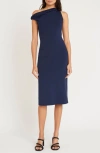 LUXELY LUXELY INDIGO SHEATH COCKTAIL DRESS