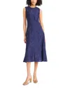 Luxely Jacquard A-line Midi Dress In Blue