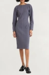 LUXELY LUXELY LONG SLEEVE BOAT NECK DRESS