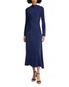 Luxely Long Sleeve Mock Neck Maxi Dress In Blue