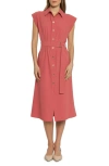 Luxely Marigold Belted Midi Shirtdress In Dusty Cedar