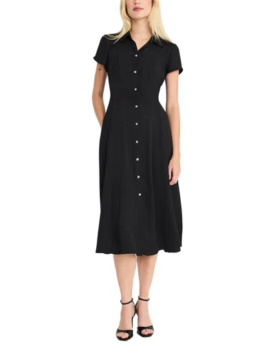 Luxely Midi Shirt Dress In Black