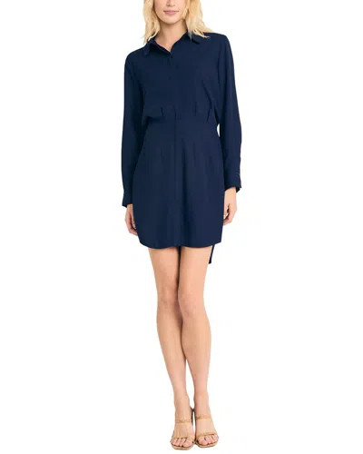 Luxely Mini Shirt Dress In Blue