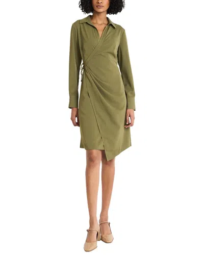 Luxely Mini Shirt Dress In Green