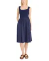 Luxely Mixed Media A-line Dress In Evening Blue
