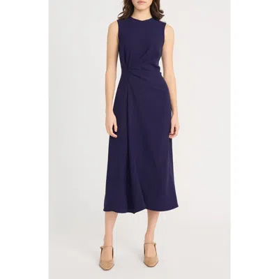 Luxely Nixie Sleeveless Crepe Midi Dress In Evening Blue