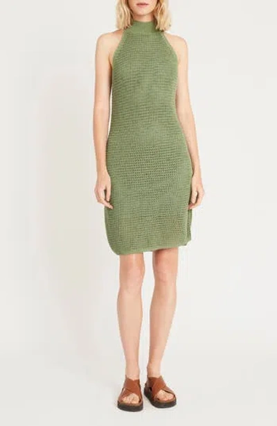 Luxely Noah Open Stitch Sleeveless Minidress In Hedge Green