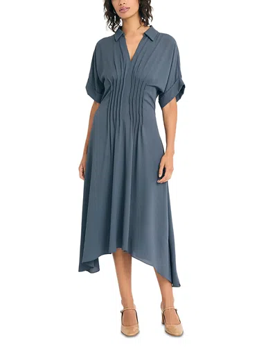 Luxely Pintucked Shirt Dress In Turbulence