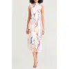 Luxely Print Sleeveless Satin Midi Dress
