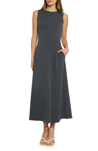Luxely Reed Sleeveless Midi A-line Dress In Iron